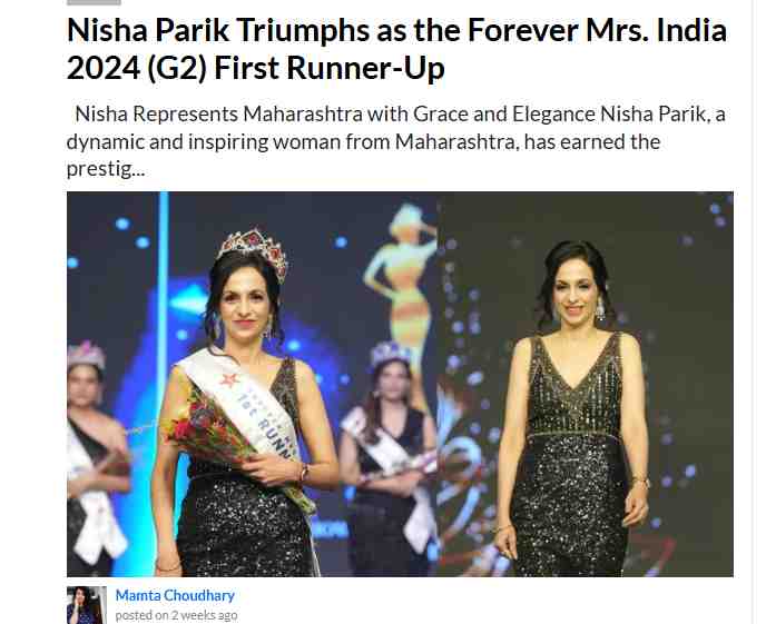 First Runner Up of Forever Mrs India 2024 | Nisha Parik